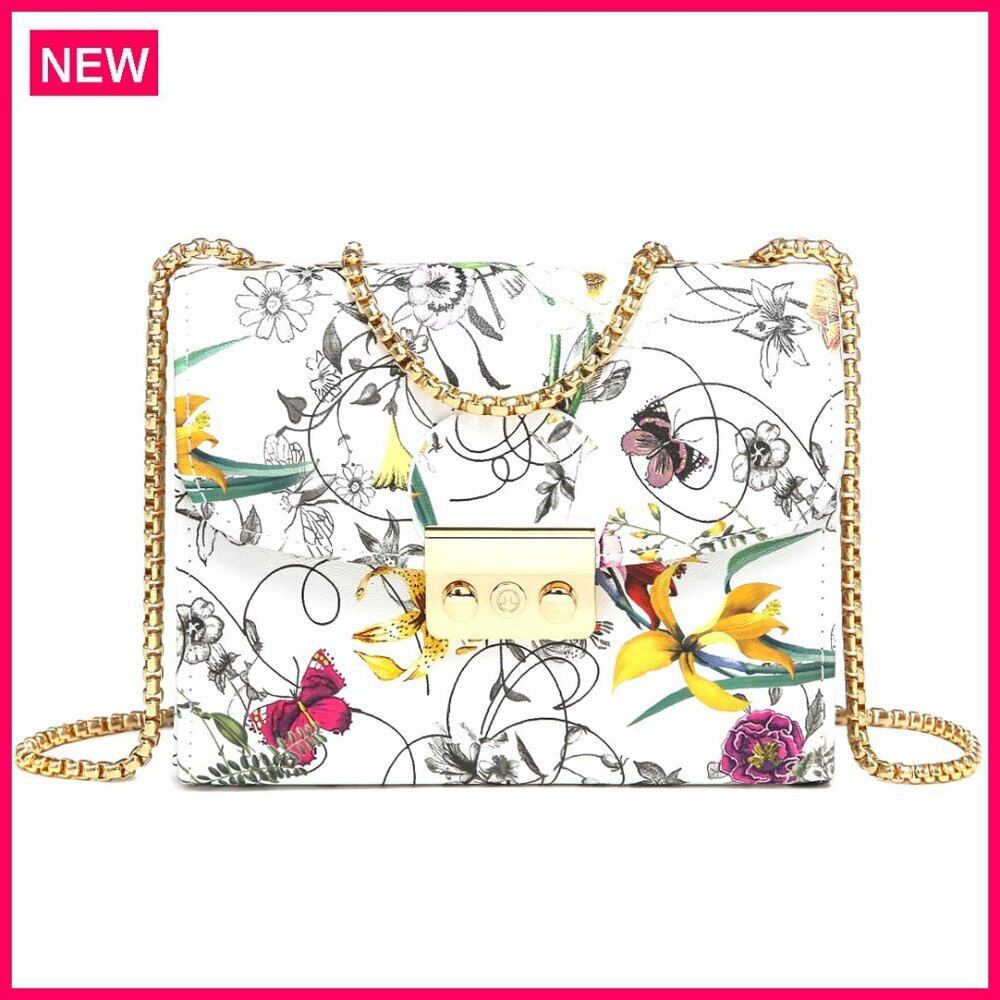 Small Vegan Leather Crossbody Bag with Double Chain Strap for Evening Events